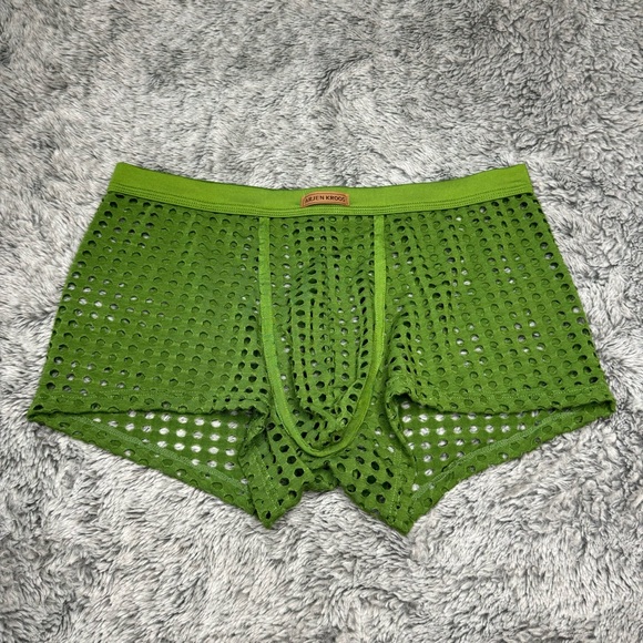Arjen Kroos Mens Boxer Briefs Breathable Hot Mesh Underwear in Green Size Large - Picture 2 of 7